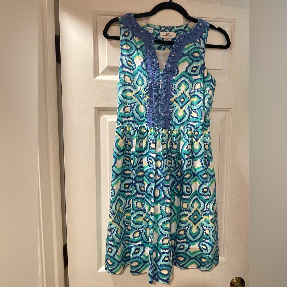 Nwot Vineyard Vines Dress Size 0, Medallion Capri Blue